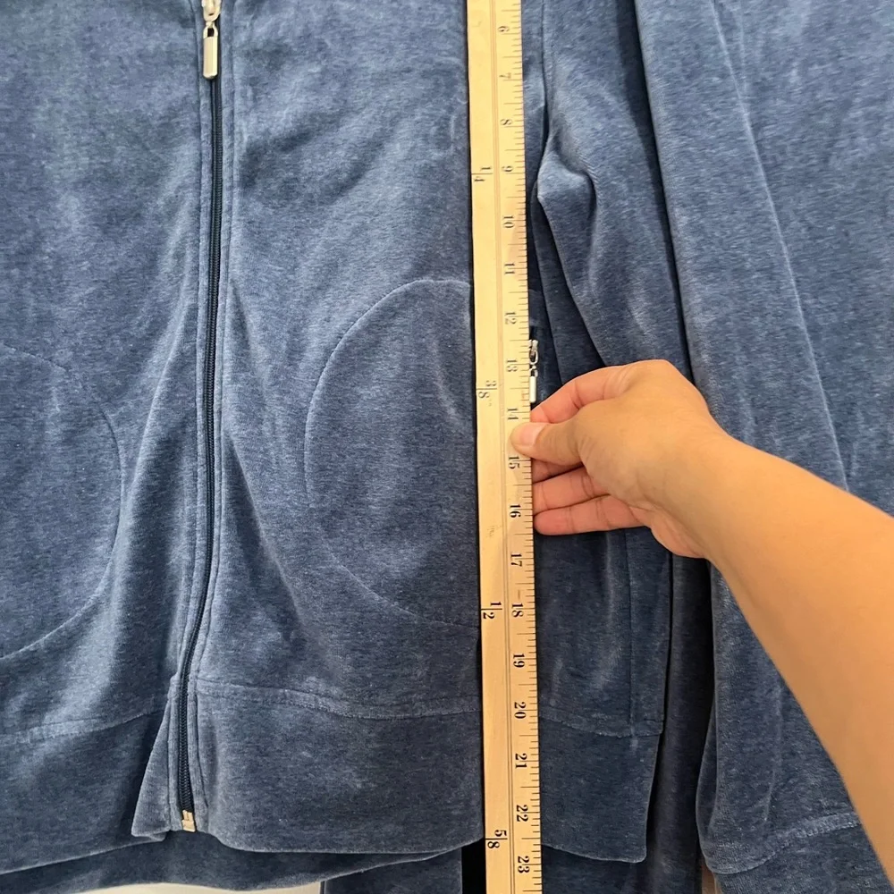 Tangerine Denim Blue VelourTracksuit Sz. L‎ Jacket and S Pants NWT